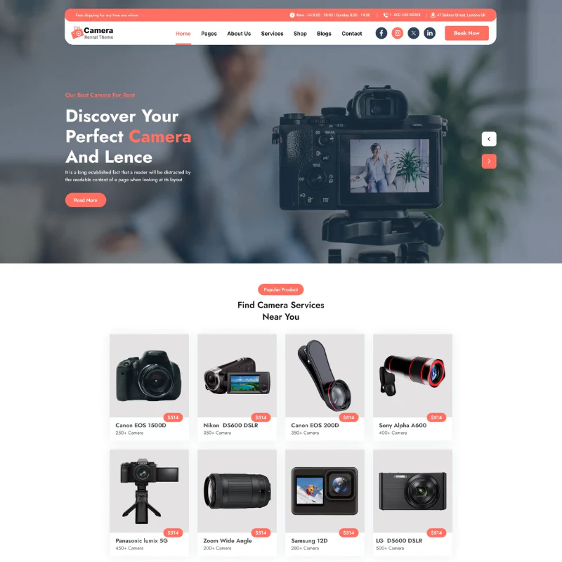 Camera Rental WordPress Theme - Image 2