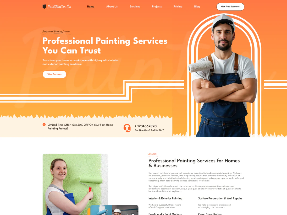Painting Services WordPress Theme - Image 2